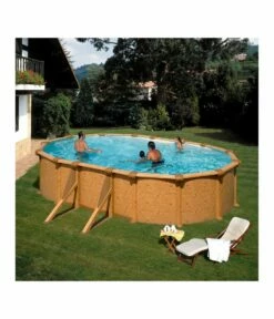 Piscine Hors Sol Acier Aspect Bois Alto -Ovale 6.10mx3.75m-H 1.32m