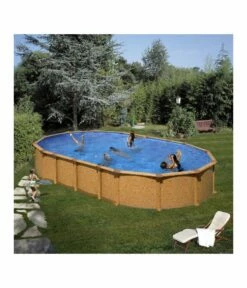Piscine Hors Sol Acier Aspect Bois Alto - Ovale 7.30m X 3.75m H 1.32m