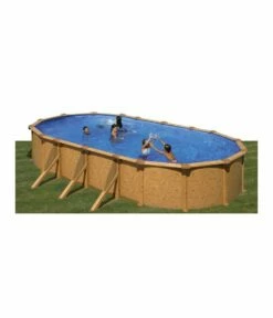 Piscine Hors Sol Acier Aspect Bois Alto -Ovale 7.30m X 3.75m - H 1.32m
