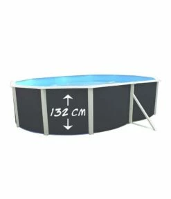 Piscine Hors Sol Ovale Anthracite PRESTIGE 7.30m X 3.66m X H1.32m + échelle De Sécurité