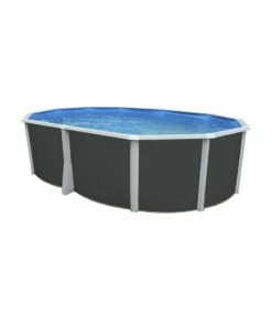 Piscine Hors Sol Ovale Ibiza Anthracite 5.50m X 3.66m H1.32m + échelle De Sécurité