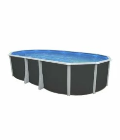 Piscine Hors Sol Ovale Ibiza Anthracite 6.40m X 3.66m H1.32m + échelle Haute