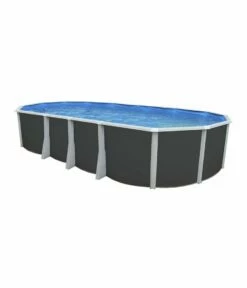 Piscine Hors Sol Ovale Ibiza Anthracite 9.15m X 4.57m H1.32m + échelle Haute