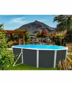 Piscine Hors Sol Ovale Prestige Anthracite 6.40m X 3.66m H1.20m