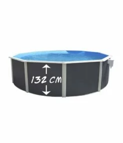 Piscine Hors Sol Ronde Anthracite PRESTIGE 4.60m X H1.32m + échelle De Sécurité